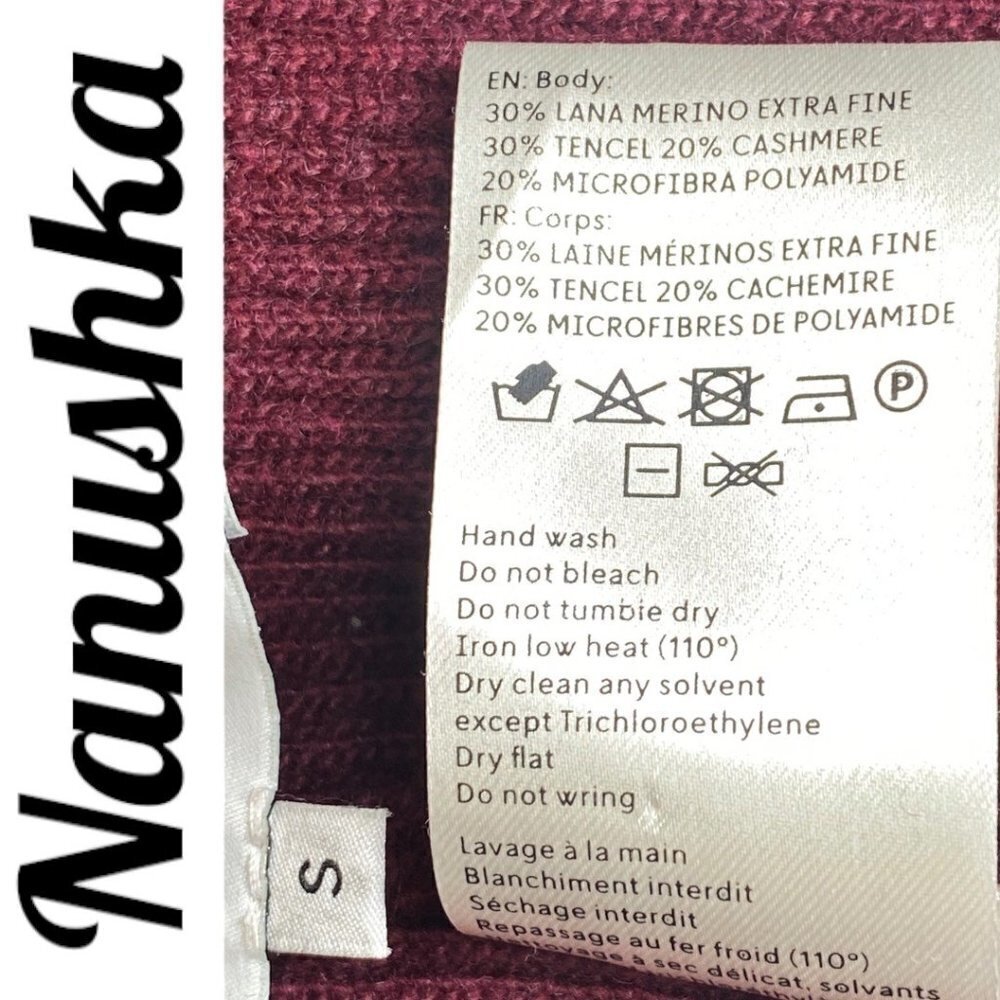 NWOT NANUSHKA Leba Luxe Wool Cashmere Blend Burgundy Flare Leg Knit Pants, Small - Picture 8 of 10